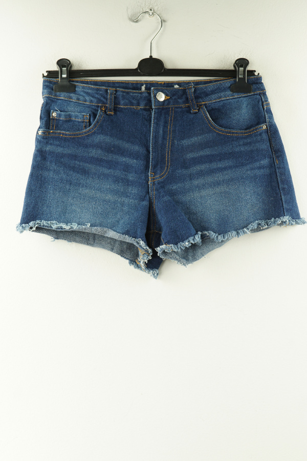 Krótkie spodenki granatowe jeansowe postrzępione - DENIM CO. zdjęcie 1