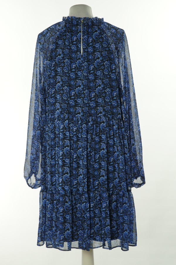 Sukienka niebiesko-czarna wzorzysta - PAPAYA zdjęcie 2