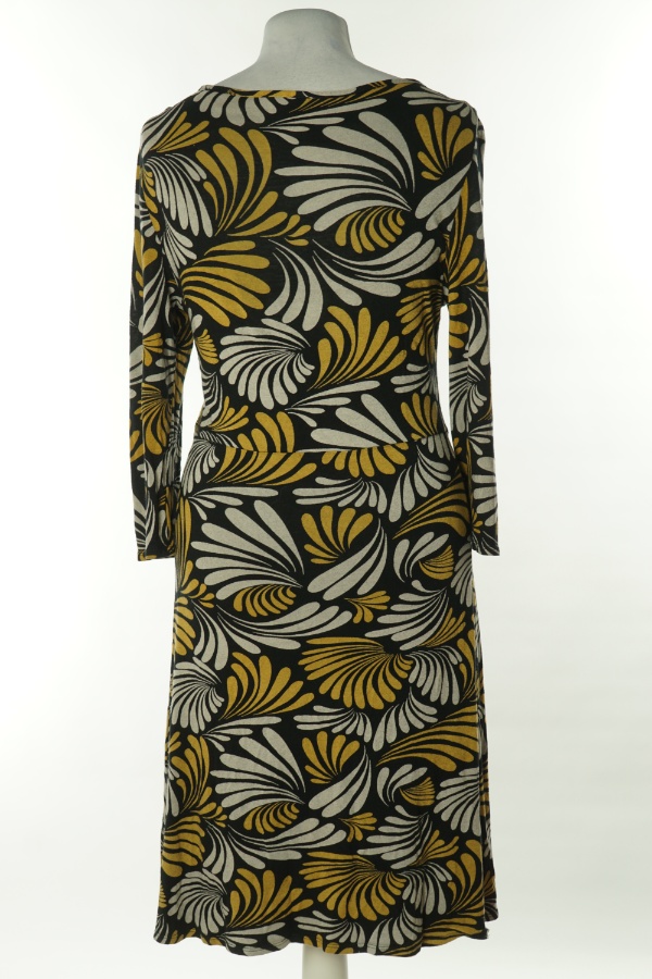 Sukienka czarna w szaro-żółte wzory - KALIKO zdjęcie 2