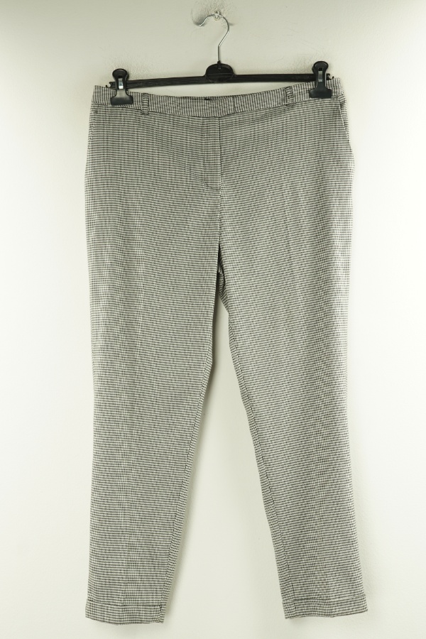 Spodnie 7/8 biało - czarne pepitka - PAPAYA zdjęcie 1