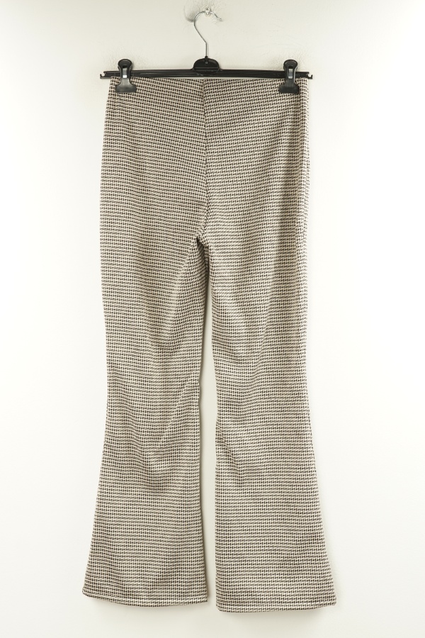 Spodnie materiałowe beżowo-czarne w pepitkę - H&M zdjęcie 2