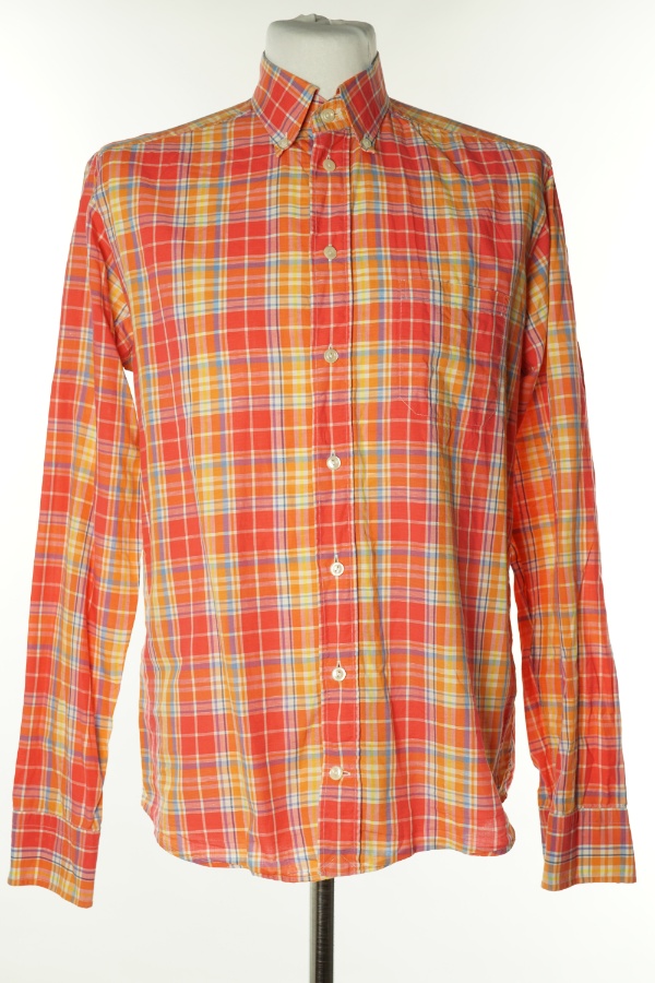 Koszula koralowo-żółta w kratkę(30%LNU) - ETON zdjęcie 1