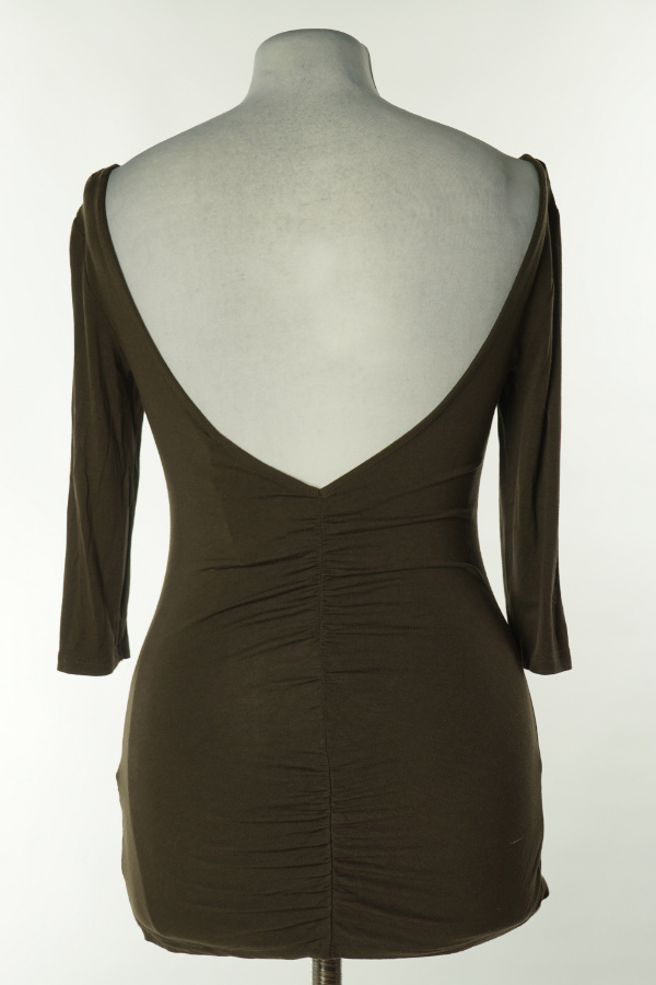 Koszulka brązowa gładka - BERSHKA zdjęcie 2