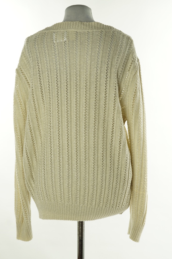 Sweter kremowy ażurowy ze srebrną nitką - JENNIFER MICHAEL zdjęcie 2