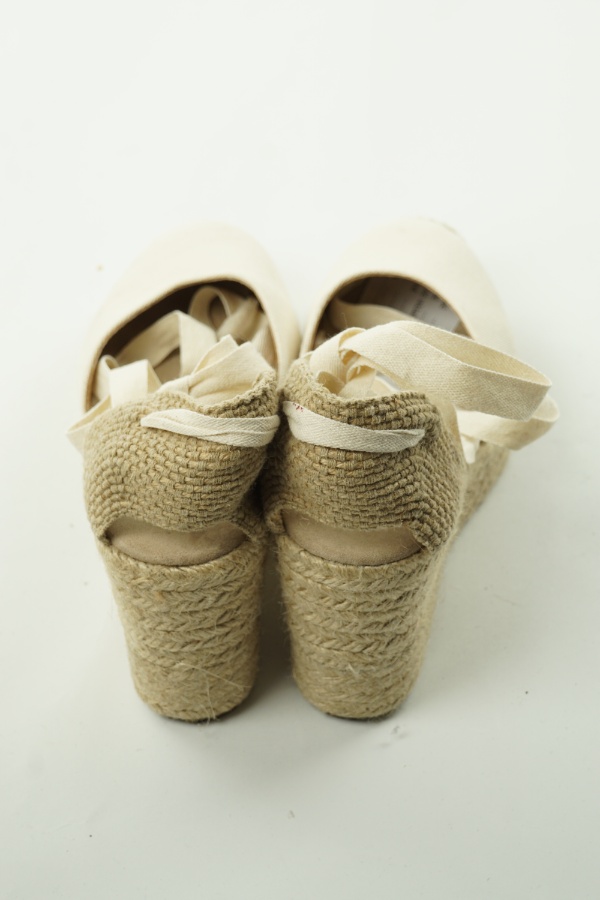 Espadryle na koturnie beżowe z wiązaniem - CAMILA'S zdjęcie 3