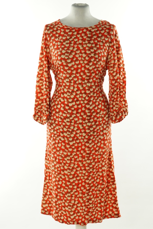 Sukienka czerwona w beżowe wzory - EMOI BY EMONITE zdjęcie 1