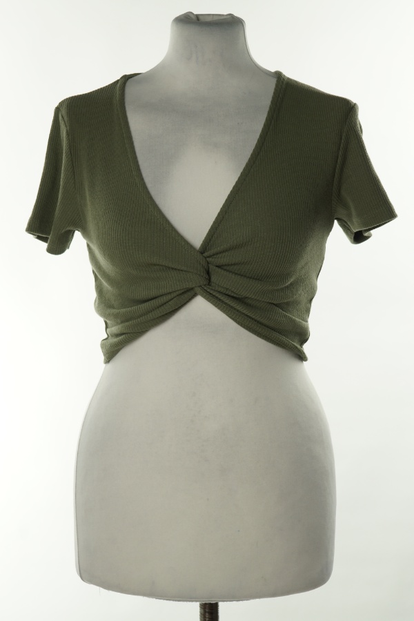 Top zielony prążkowany - BRAK METKI Z NAZWĄ PRODUCENTA zdjęcie 1
