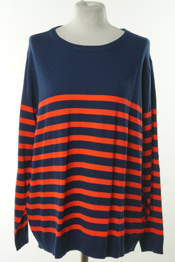 Sweter granatowy w czerwone paski  - BLUE MOTION zdjęcie 1