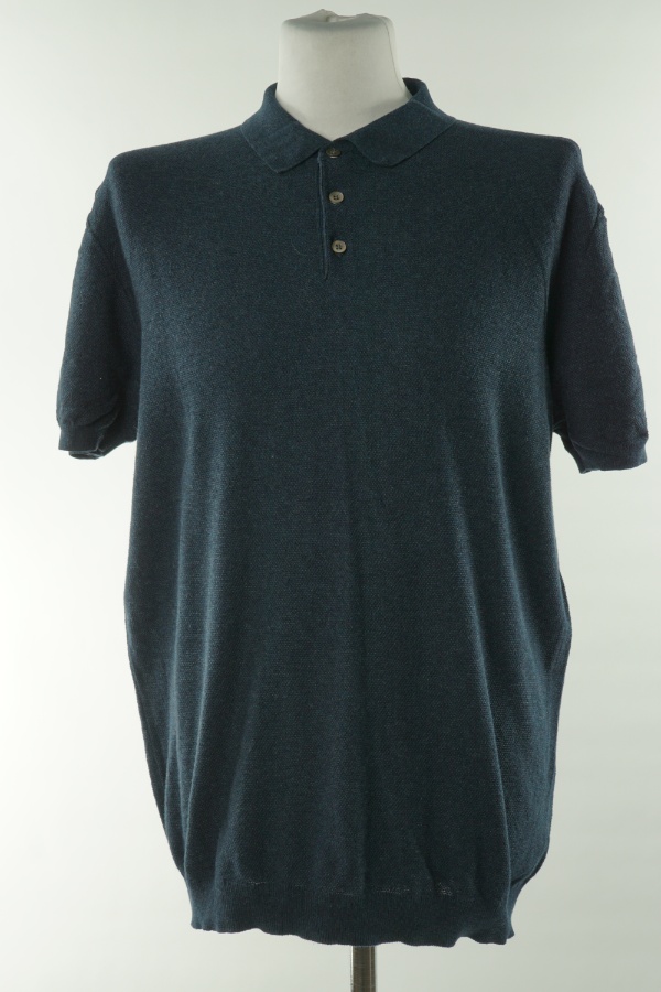 Koszulka polo granatowa dzianinowa, MASSIMO DUTTI - MASSIMO DUTTI zdjęcie 1