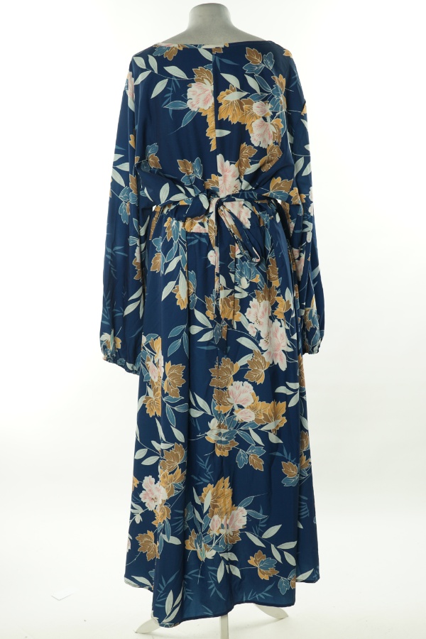 Sukienka niebieska długa w kwiaty - BRAK METKI Z NAZWĄ PRODUCENTA zdjęcie 2