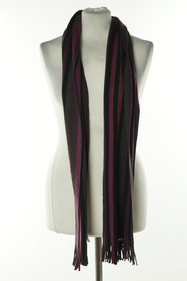 Szalik czarno-fioletowy w paski - BRAK METKI Z NAZWĄ PRODUCENTA zdjęcie 1