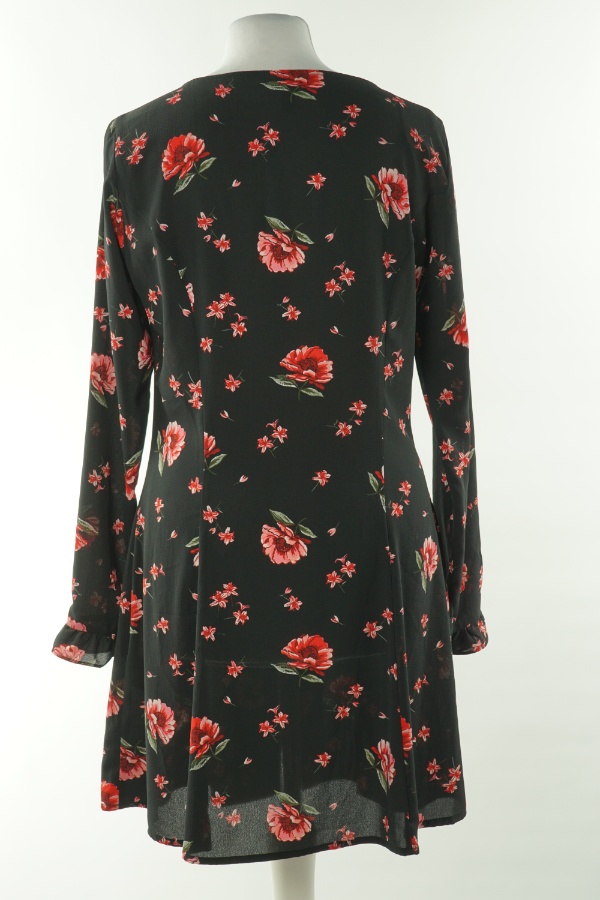Sukienka czarna w czerwone kwiaty, H&M - H&M zdjęcie 2