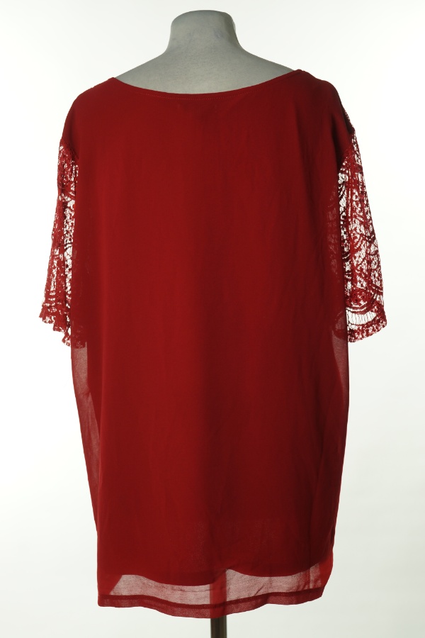 Bluzka czerwona z koronkowym wierzchem - ADIVA zdjęcie 2