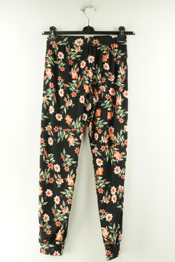 Spodnie czarne w czerwone kwiaty - PRIMARK zdjęcie 2