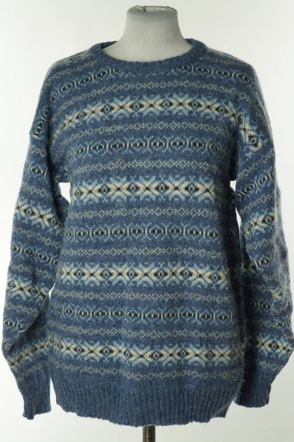 Sweter niebieski we wzory, 100% wełna - KILTMAKER zdjęcie 1