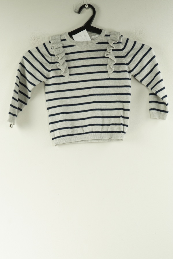 Sweter szary w granatowe paski, MANGO - MANGO zdjęcie 1