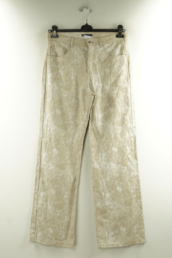 Spodnie beżowe, w składzie len (53%) i bawełna (43%) - ZARA zdjęcie 1