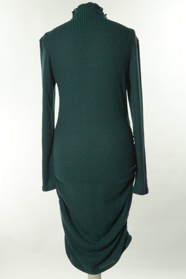 Sukienka zielona prążkowana, drapowana - SHEIN zdjęcie 2