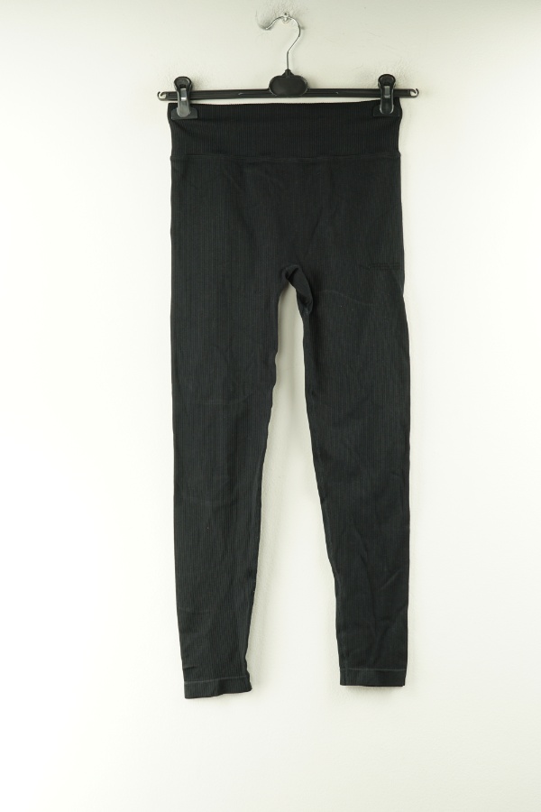 Legginsy czarne prążkowane - NEW APPAREL zdjęcie 1