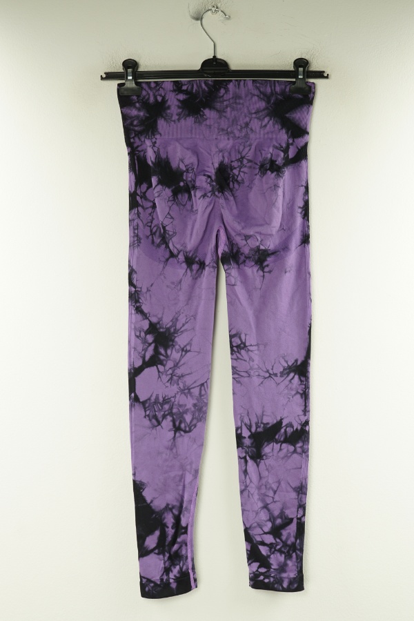 Legginsy fioletowe w czarne maziaje - BRAK METKI Z NAZWĄ PRODUCENTA zdjęcie 2