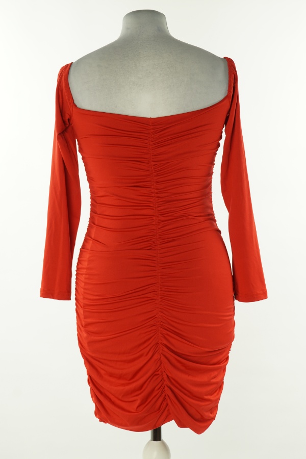 Sukienka czerwona drapowana - BRAK METKI Z NAZWĄ PRODUCENTA zdjęcie 2