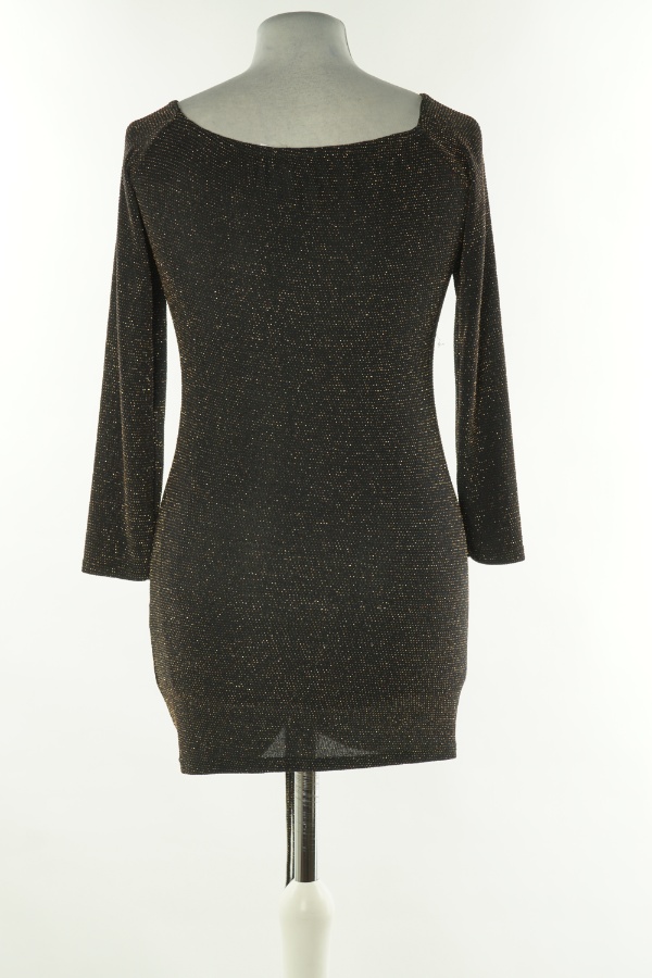 Sukienka czarna ze złotą nitką drapowana - BOOHOO zdjęcie 2