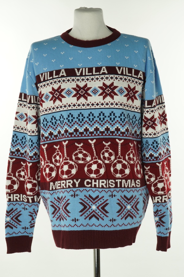 Sweter niebiesko - bordowy z motywem świątecznym - FANATICS zdjęcie 1