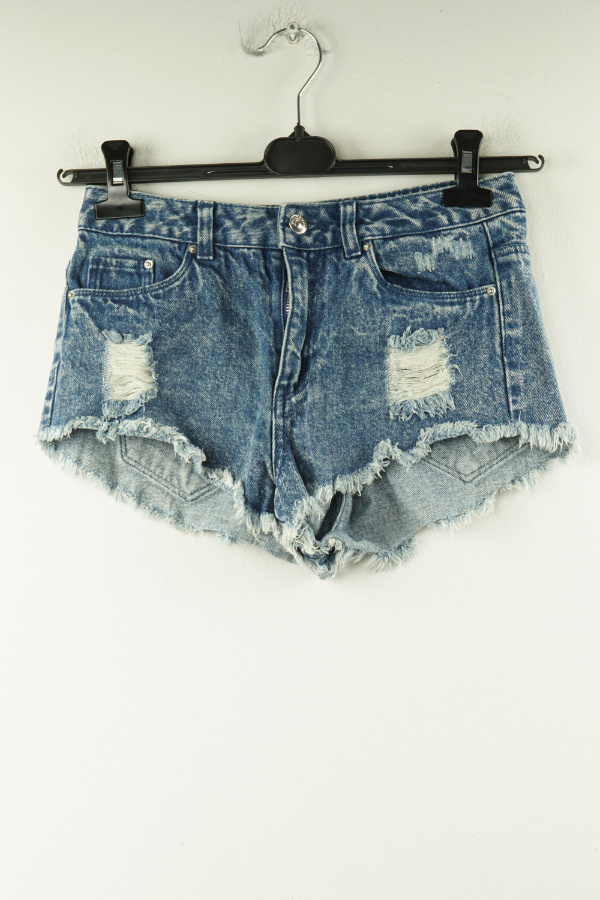 Krótkie spodenki ciemnoniebieskie jeansowe - H&M zdjęcie 1