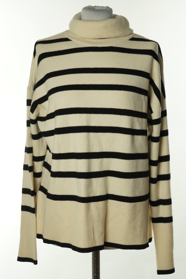 Golf beżowy w czarne paski - VERO MODA zdjęcie 1