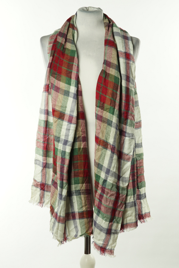 Szalik czerwono-szary kraciasty - TARTAN zdjęcie 1