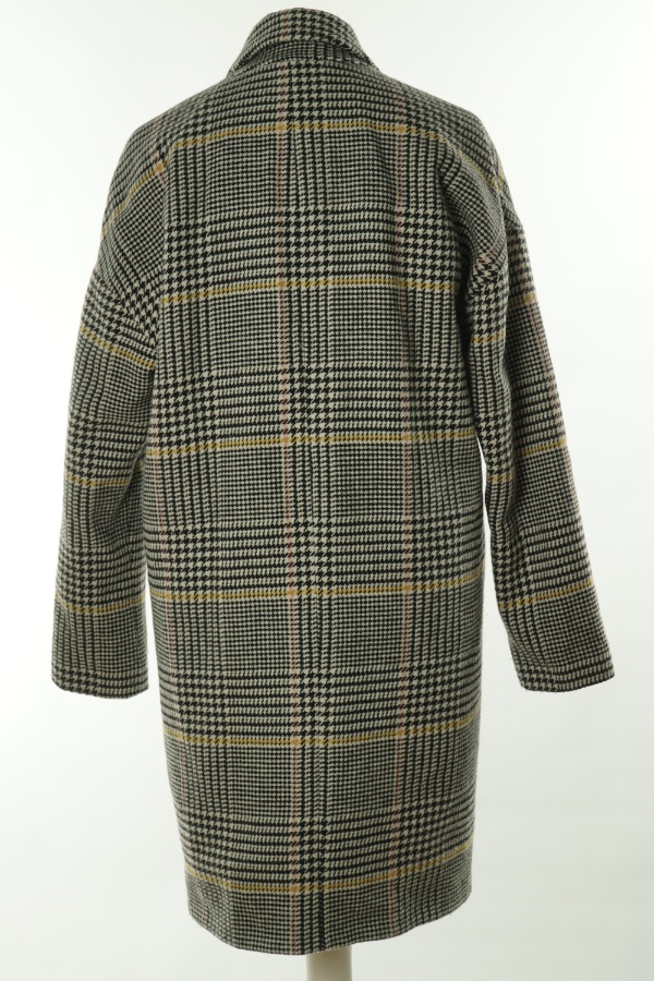 Płaszcz biały w czarną kratkę(50%wełna) - RIVER ISLAND zdjęcie 2