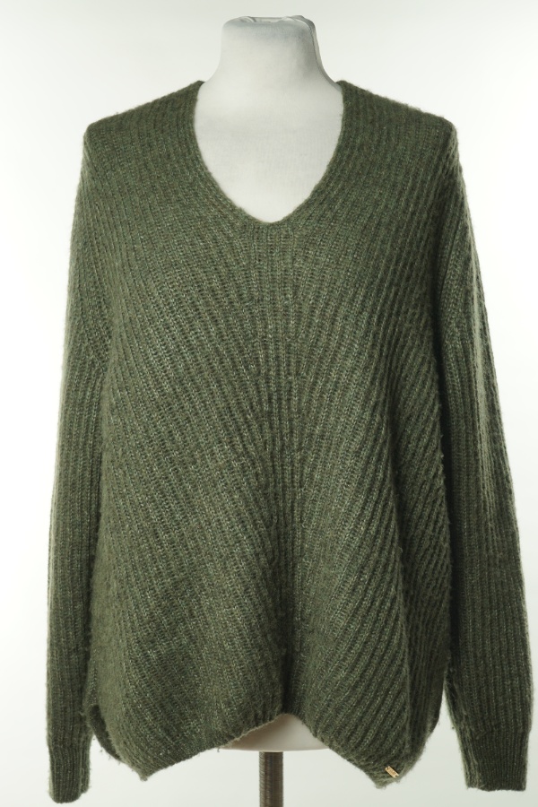 Sweter ciemnozielony, w składzie wełna merino (75%) - CINQUE zdjęcie 1