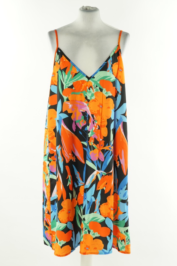 Sukienka czarna w duże kolorowe kwiaty - SHEIN zdjęcie 1