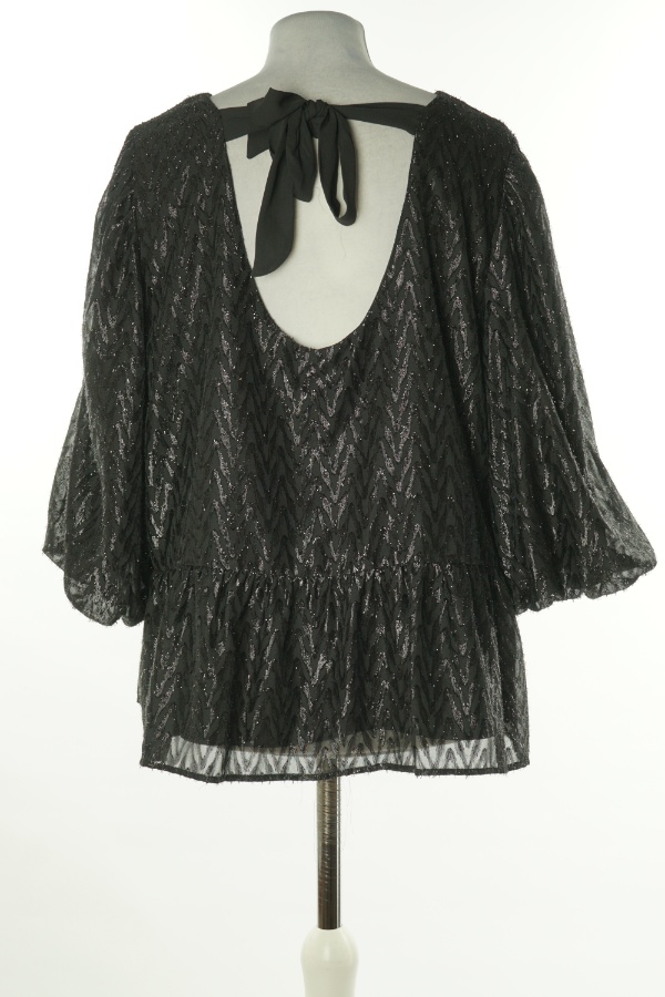 Bluzka czarna połyskująca z wiązaniem na plecach - DUNNES zdjęcie 2