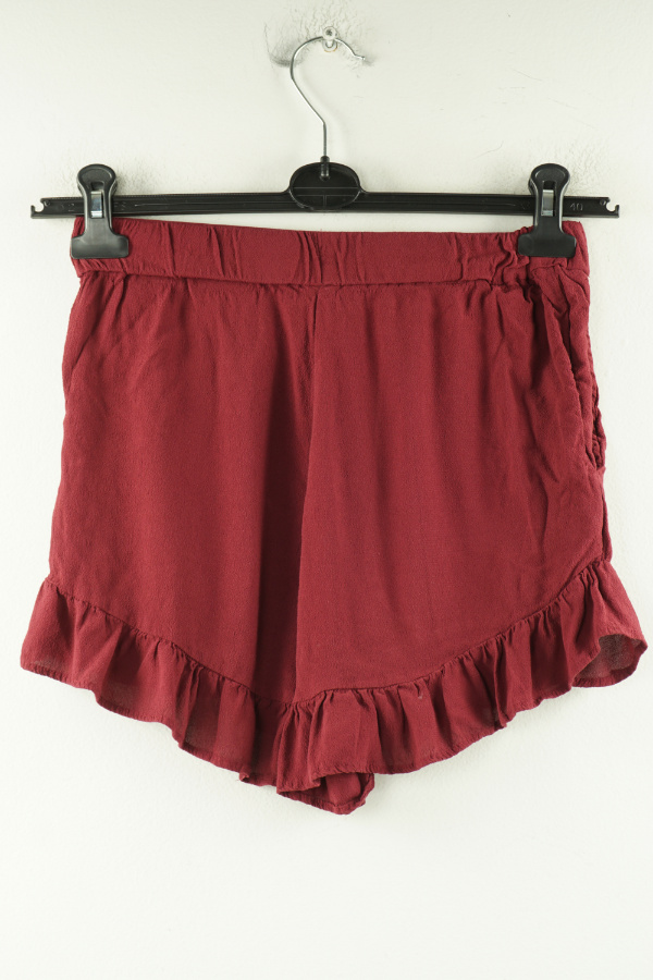 Krótkie spodenki bordowe z falbanką, 100% wiskoza H&M - H&M zdjęcie 2