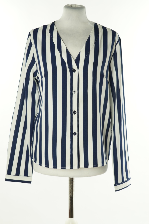 Koszula biało-granatowa w paski - SHEIN zdjęcie 1