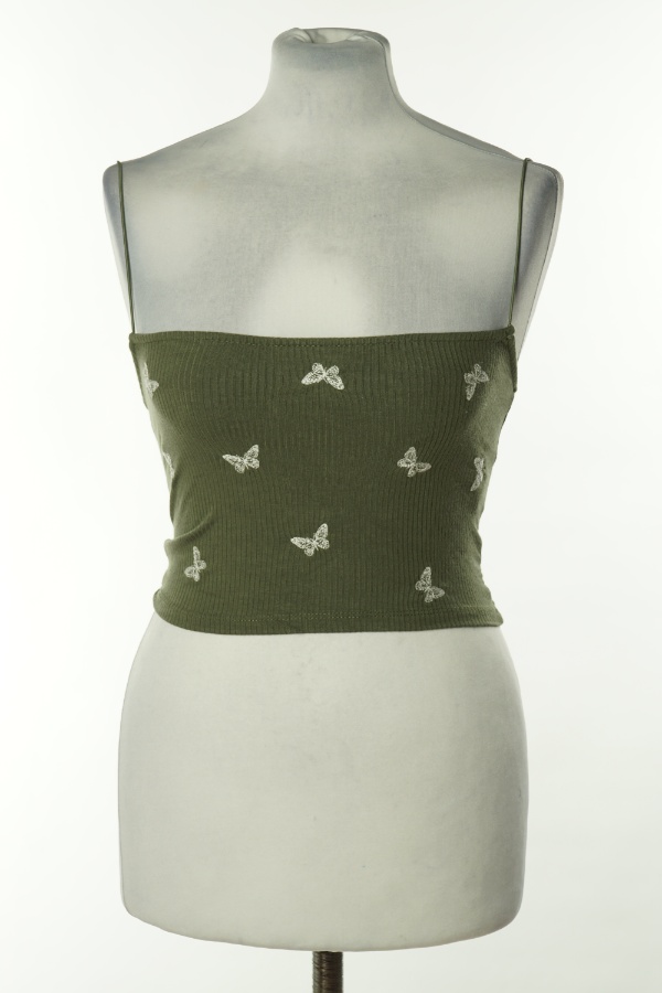 Top zielony prążkowany w motyle - STRADIVARIUS zdjęcie 1
