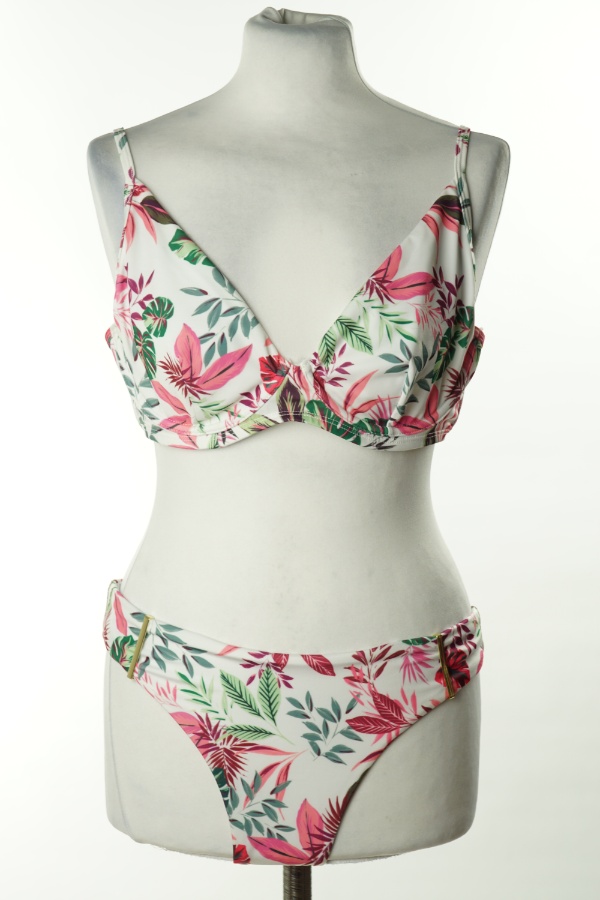 Kostium kąpielowy biały w różowe kwiaty - HUNKEMOLLER zdjęcie 1