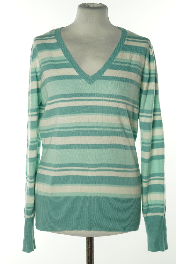 Sweter biało-zielony w paski - F&F zdjęcie 1