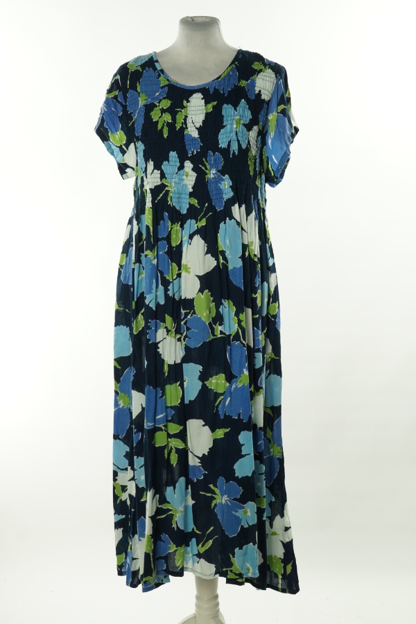 Sukienka granatowa w niebiesko-białe kwiaty - PACO BOUTIQUE zdjęcie 1