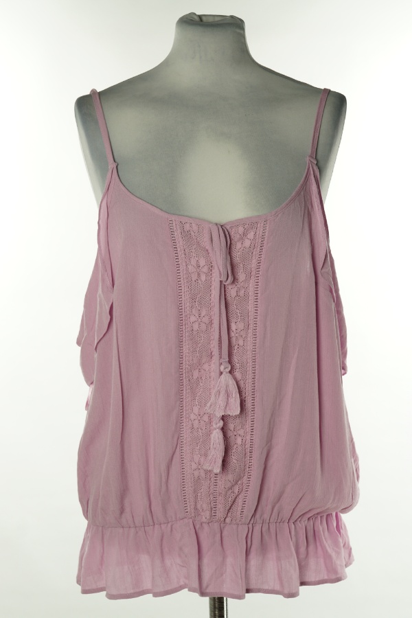 Bluzka różowa z ażurową wstawką - F&F zdjęcie 1