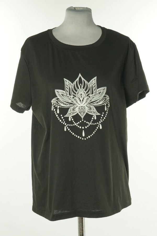 Koszulka czarna biały nadruk - SHEIN zdjęcie 1