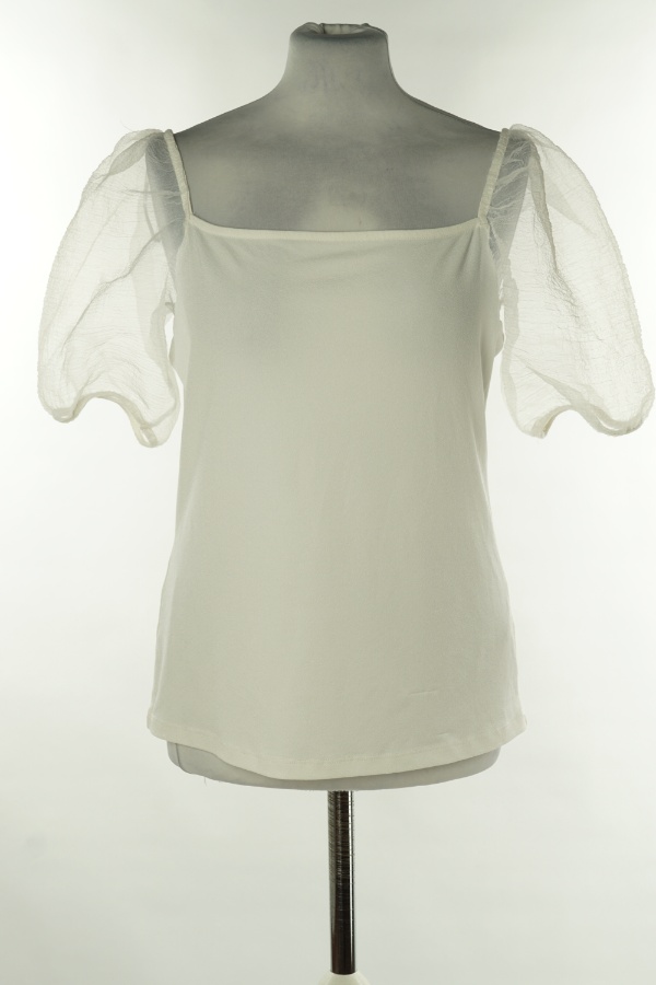 Bluzka biała z bufiastymi rękawami - GINATRICOT zdjęcie 1