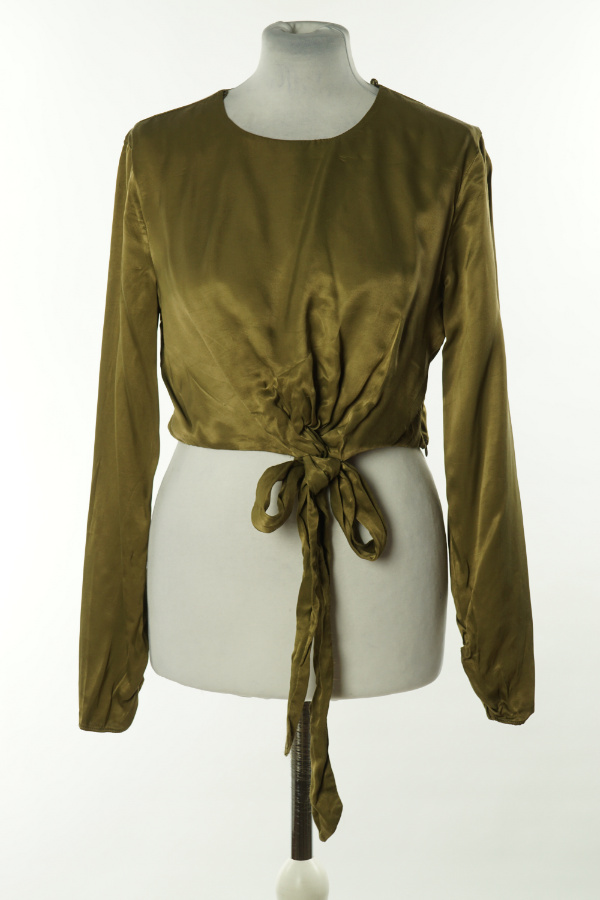 Top oliwkowy z wiązaniem, ZARA - ZARA zdjęcie 1