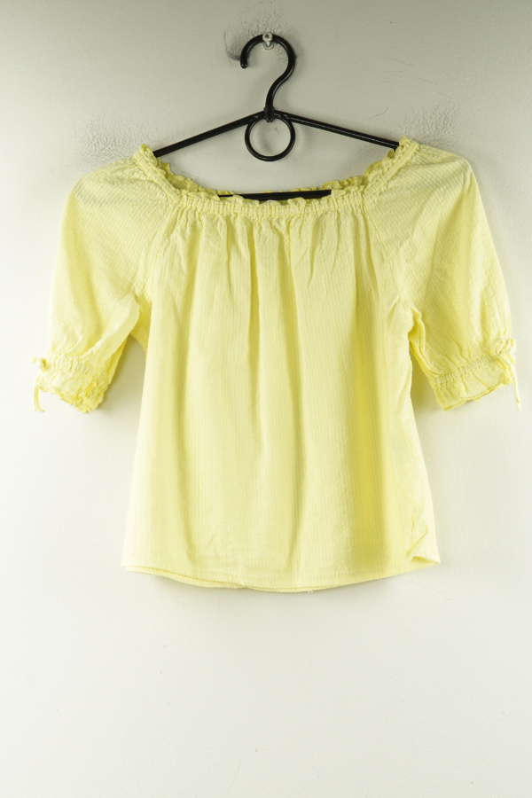 Bluzka żółta muślinowa z wiązaniem na rękawach H&M - H&M zdjęcie 1
