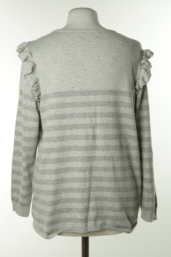 Sweter z falbanami szary w paski - ONLY zdjęcie 2