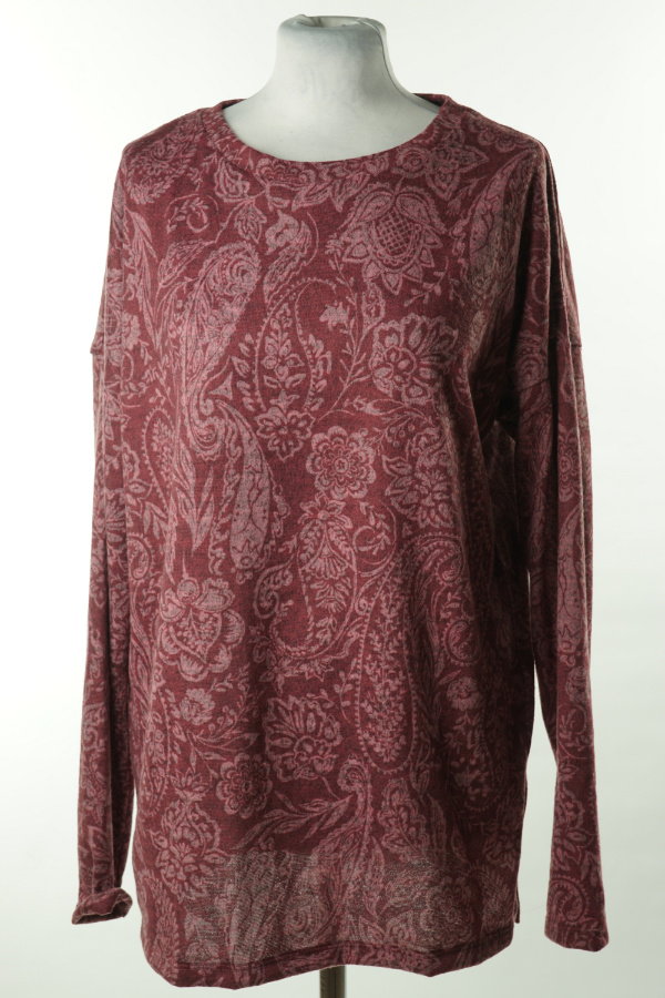 Bluza bordowa w różowe wzory i kwiaty - NUTMEG zdjęcie 1