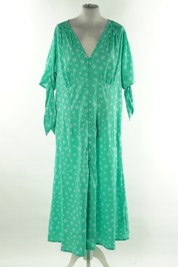 Sukienka zielona w kwiatki - WEDNESDAYS GIRL zdjęcie 1