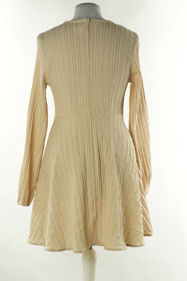 Sukienka beżowa z wiązaniem - BOTURE zdjęcie 2