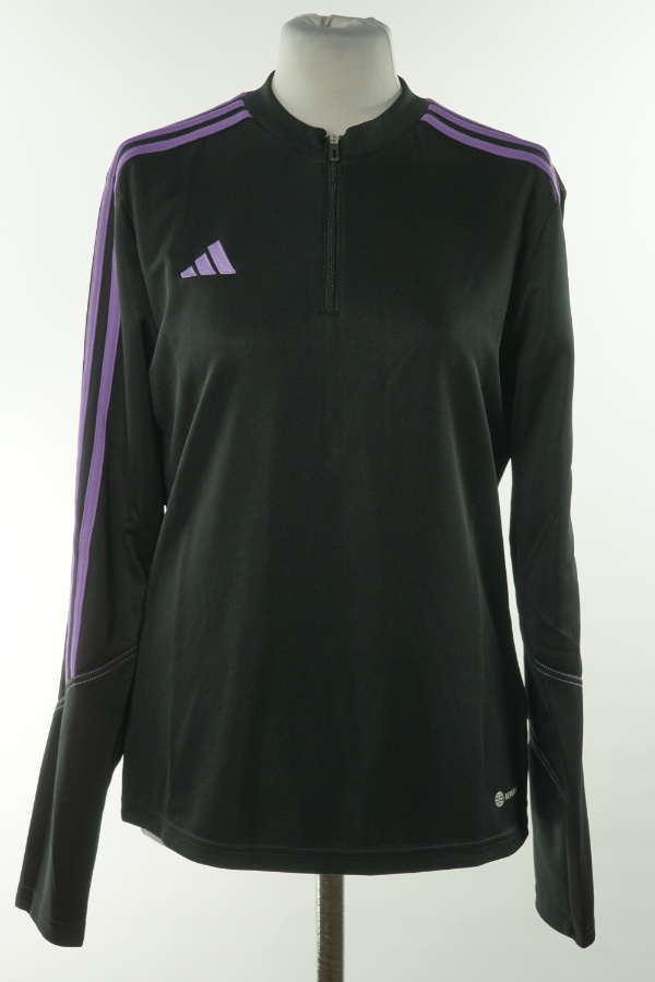 Bluzko-bluza czarna z fioletowymi paskami, ADIDAS - ADIDAS zdjęcie 1